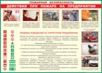 Таблица "Действия при пожаре на предприятии" (100х140 сантиметров, винил) - fgospostavki.ru - Воронеж