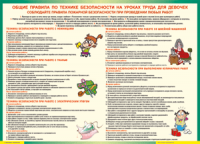 Таблица "Правила безопасности на уроках труда для девочек" (100х140 сантиметров, винил) - fgospostavki.ru - Воронеж