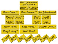 Набор магнитных карточек "Вопросы к членам предложения" (фон жёлтый) - fgospostavki.ru - Воронеж