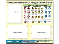 Стенд информационный "Правила техники безопасности в кабинете физики" (75*70, 3 кармана) - fgospostavki.ru - Воронеж