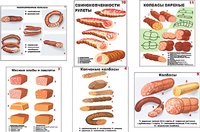 Плакаты ПРОФТЕХ "Ассортимент колбасной и мясной продукции" (11 пл, винил, 70х100) - fgospostavki.ru - Воронеж