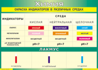 Таблица "Окраска индикаторов в различных средах" (100х140 сантиметров, винил) - fgospostavki.ru - Воронеж
