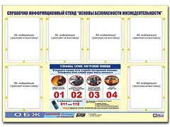 Стенд информационный "Основы безопасности жизнедеятельности" (80*110, 6 карманов) - fgospostavki.ru - Воронеж