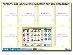 Стенд информационный "Правила техники безопасности в кабинете физики" (80х110, 6 карманов) - fgospostavki.ru - Воронеж