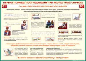 Таблица "Порядок действий при переломах конечностей" (100х140 сантиметров, винил) - fgospostavki.ru - Воронеж