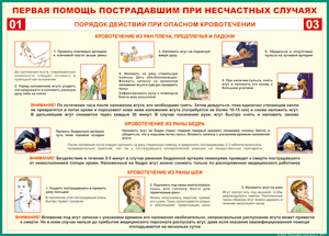 Таблица "Порядок действий при опасном кровотечении" (100х140 сантиметров, винил) - fgospostavki.ru - Воронеж