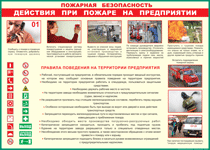 Таблица "Действия при пожаре на предприятии" (100х140 сантиметров, винил) - fgospostavki.ru - Воронеж