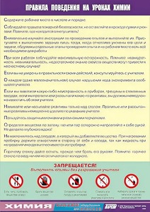 Таблица демонстрационная "Правила поведения на уроках химии" (винил 70х100) - fgospostavki.ru - Воронеж