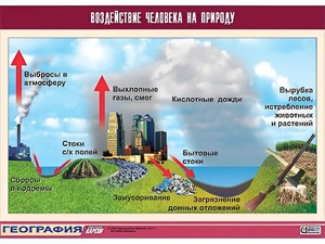 Таблица демонстрационная "Воздействие человека на природу" (винил 100*140) - fgospostavki.ru - Воронеж