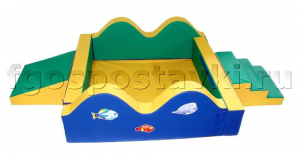 Сухой бассейн "Волна-1" 1,5х1,5м с аппликацией лестницой и скатом - fgospostavki.ru - Воронеж