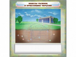 Магнитно-маркерная доска "Макеты убежищ и простейших укрытий" с комплектом фолий и тематических магнитов - fgospostavki.ru - Воронеж