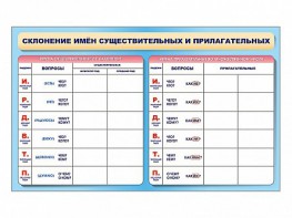 Фрагмент (демонстрационный) маркерный (двухсторонний) "Склонение имен существительных и прилагательных" - fgospostavki.ru - Воронеж